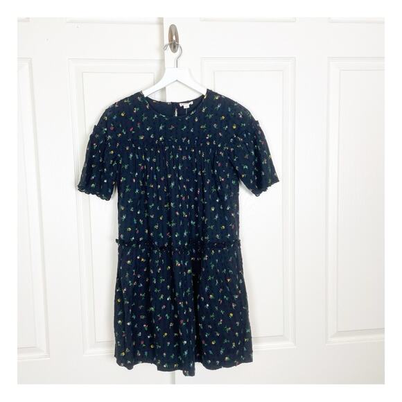 Crewcuts x J. Crew Black Mini Floral Swiss Dot S/S Dress Lined NWT - Picture 2 of 10